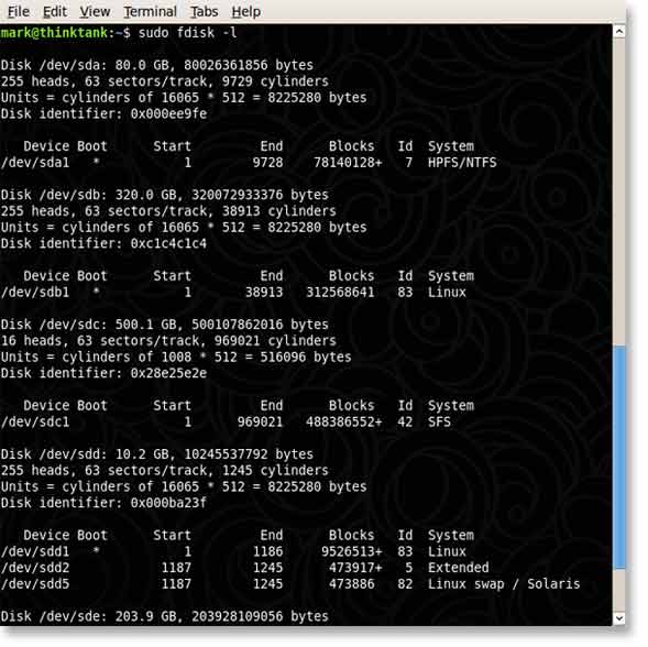 fdisk -l