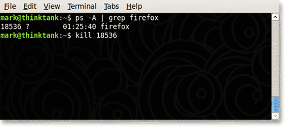 Linux kill firefox