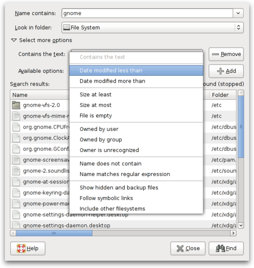 Gnome Search Tools